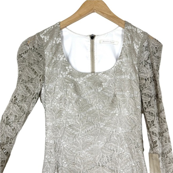 Black Halo Lace Long Sleeve Sheath Dress Size 2 - Picture 3 of 9